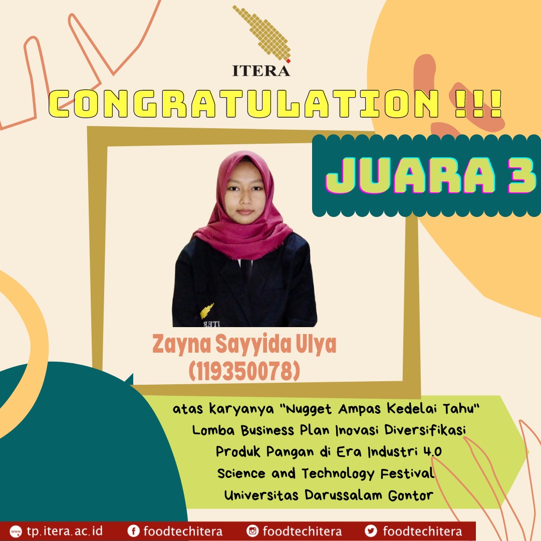 Read more about the article Zayna, Mahasiswi Teknologi Pangan ITERA Membawa Ampas Tahu Menjadi Juara